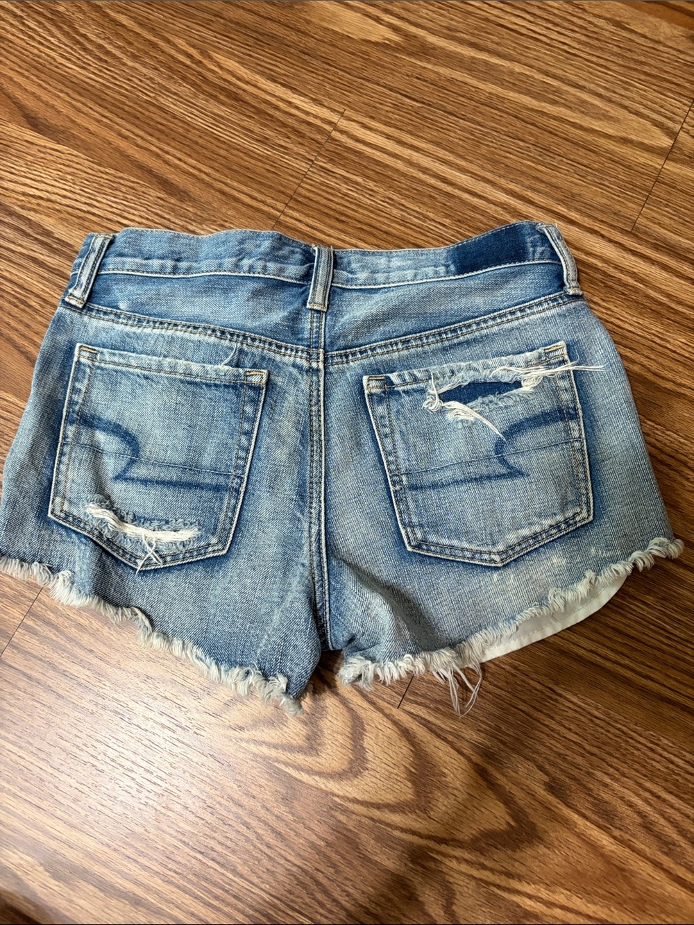 American Eagle Outfitters Light Blue Distressed Denim Shorts